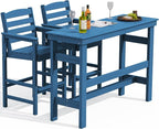 SERWALL Outdoor Bar Table and Chairs Set, Adirondack Bar Chairs Set of 2 and by SERWALL