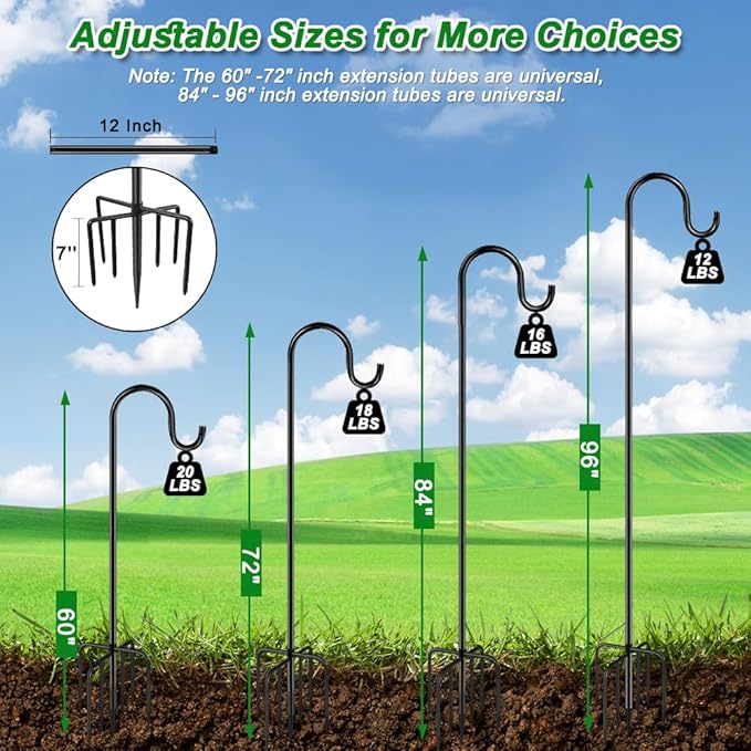 60" Shephards Hook for Outdoor, Heavy Duty Bird Feeder Pole - Image 4