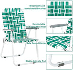 VINGLI Patio Lawn Webbed Folding Chairs Set of 2, Outdoor Beach Chair Portable - Image 5