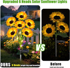 Sunflower Solar Lights Outdoor Decor, 6 Pack Solar Garden Decor Waterproof - Image 5