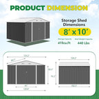 Devoko 10 x 8 FT Outdoor Storage Shed, Metal Garden Sheds & Outdoor Storage - Image 6