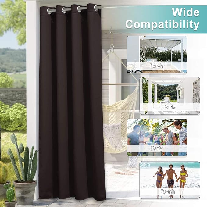NICETOWN Outdoor Curtain for Patio Waterproof Extra Long 108" Length, Thermal - Image 5