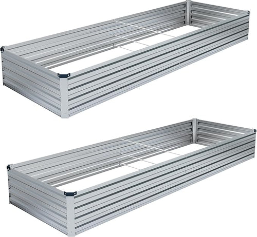 2PCS 8x4x1FT Galvanized Raised Garden Bed Kit, Vegetable Boxes-Rectangle Metal by DIIYIV