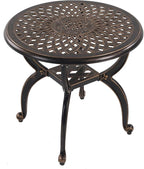 Cast Aluminum Outdoor Side Table, All Weather Round Small Coffee Table by Unknown