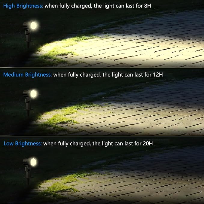 MEIHUA Solar Spot Lights Outdoor, 6 in 1 Solar Landscape Spotlights 2700K Warm - Image 4