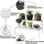 Metal Plant Stand Metal 2 Tier Potted Multiple Flower Pot Holder Plant Shelf - Image 3