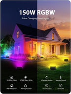 Onforu LED Flood Light Outdoor 1000W Equivalent, 150W Color Changing RGBW - Image 2