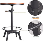 Topower Industrial Pub Table 23.65" Round Wood Top Adjustable Height 33.5"-39.4" - Image 4