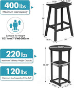 Ciokea 3 Pcs Compact Outdoor Bar Set, Space-Saving Round Bistro Set - Image 2