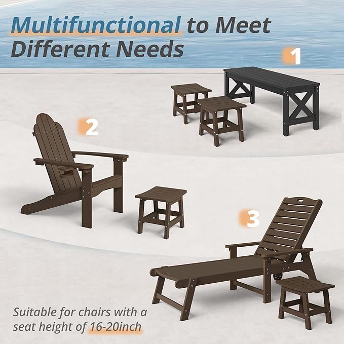 LUE BONA Outdoor Adirondack Ottomans, Footrest Footstool, Outdoor Foot Rest - Image 6
