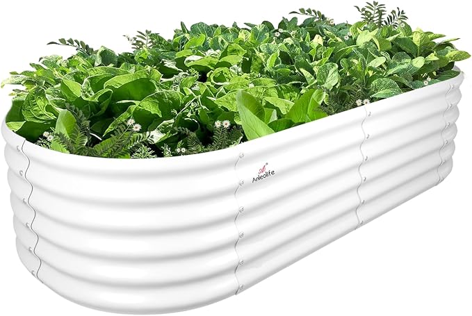A ANLEOLIFE 6X2X1.5 ft Galvanized Raised Garden Beds Outdoor, Oval Round Metal by AAnleolife