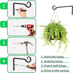 Metal Hanging Plant Hooks, 2 Pack 10 Inch Wall Hooks - Image 6