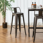 Giantex Metal Bar Stools Set of 4, Rubber Feet, Industrial Stackable Barstools - Image 2