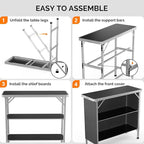 VINGLI 39" Portable Bar Table, 3-Tier Shelves, Mobile Bar Table - Image 4