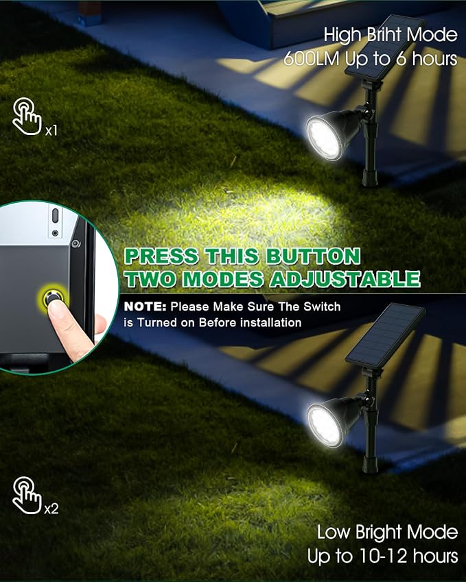 Solar Spot Lights Outdoor Waterproof, 18 LED 2 Mode Brightness Solar Spotlights - Image 3