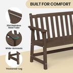 Ciokea 48" Outdoor Bench Set of 2, HDPE Weatherproof Garden Bench, 2-Person - Image 4