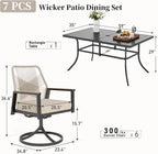 Patio Dining Set 7 Piece, 6 x Woven Rattan Swivel Chairs - Image 4