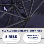 PURPLE LEAF 9' X 11.5' Cantilever Outdoor Rectangle Umbrella Patio Umbrella - Image 6