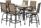 PHI VILLA Outdoor Bar Set for 6, High Top Patio Table and Chairs by PHIVILLAThepioneerofcomfortablehouseholdsupplies