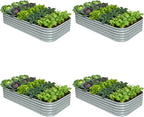 4-Pack Galvanized Raised Garden Bed 8x4x1.5 | 10x2x1.5 ft, Modular Raised by Annoell