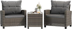 Shintenchi 3 Pieces Patio Furniture Set 3 Pieces PE Rattan Wicker Chairs by Shintenchi