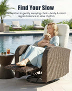 Outdoor Swivel Recliner Chair, All-Weather Wicker Reclining Patio Chair - Image 3