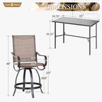 Sophia & William Outdoor Bar Set, Patio Bar Table and Chairs Set, All Weather - Image 6