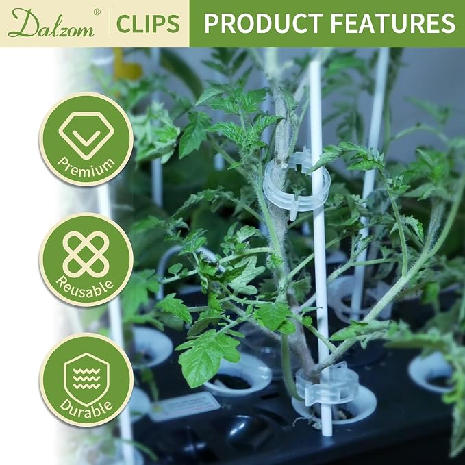 Dalzom® 300Pcs Tomato Clips, Plastic Trellis Clips Plant Support Clips - Image 6