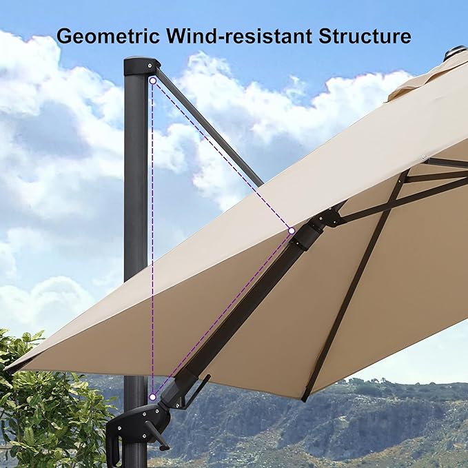 PURPLE LEAF 8.8' X 8.8' Right-left Tilt Patio Umbrella - Image 9