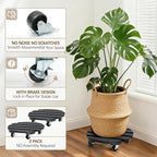 2 Pack Plant Stand with Wheels, Plant Caddies with 360° Lockable Smooth Sliding - Image 3