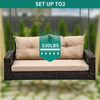 YITAHOME Wicker Hanging Porch Swing Chair Outdoor Brown Rattan Patio Swing - Image 3