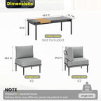 Sundale Outdoor 4 Pieces Patio Furniture Set, Metal Sectional Sofa Patio - Image 2