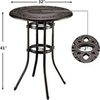 VINGLI 3 Piece Outdoor Bar Set, Cast Aluminum Outdoor Swivel Bar Stools and - Image 7