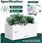 White Steel Planter Rectangular Outdoor Indoor Planter Box Galvanized Steel - Image 2