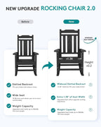 SERWALL Outdoor Rocking Chair Black Set of 8, All Weather Patio Rocking Chair - Image 4