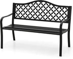 MFSTUDIO 50" Black Outdoor Metal Garden Bench, Cast Iron Frame Patio Furniture by MFSTUDIO
