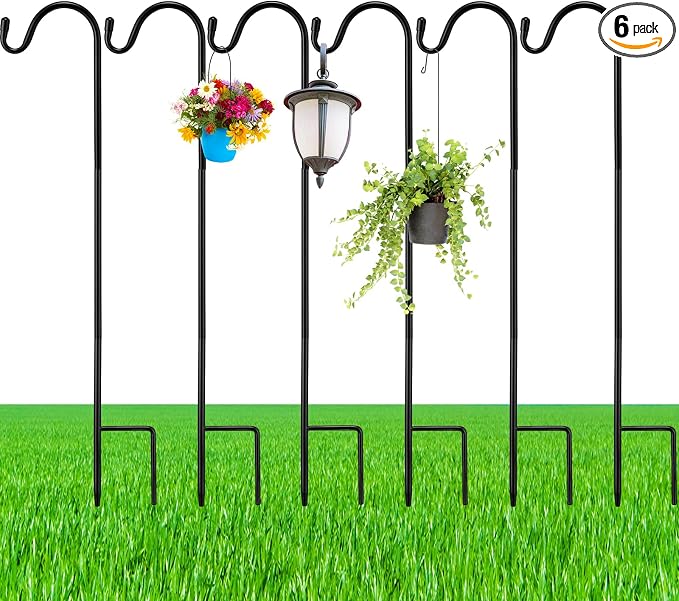 6 Pcs 24 Inch Shepherds Hook for Outdoor Adjustable Bird Feeder Pole Metal by Yetene