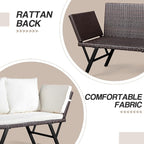 Outvita Outdoor Convertible Couch Sofa Bed, Woven Rattan Patio Furniture Daybed - Image 5