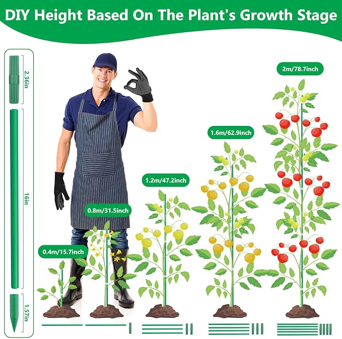Lezmarket 150 Pack Garden Stakes, Plant Support Stakes, DIY 4ft 5ft 6ft 7ft - Image 3