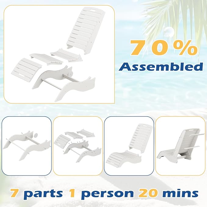 MELLCOM HDPE Pool Lounge Chairs Set of 2, in Pool Lounge Chairs up to 10-Inches - Image 6