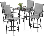 NUU GARDEN 5 Piece Patio Swivel Bar Set, All-Weather Textilene High Bistro by NUUGARDENCORPORATION