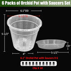 Orchid Pot with Saucers, 6 Packs of 6.1" Orchid Pots with Holes, Orchid Pots - Image 4