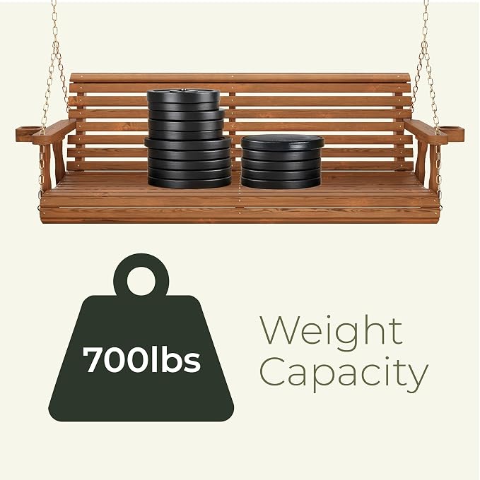 Amish Casual 5 Foot Roll Back Heavy Duty Wooden Porch Swing - Image 9