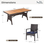 PHI VILLA Outdoor Dining Set for 8, Rectangular Wicker Table - Image 9