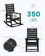 SERWALL Outdoor Rocking Chair Set of 2, Oversized Rocking Chair - Image 3