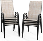VINGLI Patio Chairs Set of 8 – Stackable Outdoor Dining Chairs by VINGLI