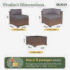 Aoxun 14 Piece Patio Furniture Set Wicker Rattan Patio Conversation Set Outdoor - Image 7