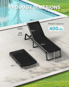 Aluminum Chaise Lounge Chair Outdoor, Foldable & Assembly Free Patio Pool - Image 2