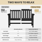 Ciokea 48" Outdoor Bench, HDPE Weatherproof Porch Bench, 2-Person Garden Benches - Image 8
