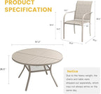VICLLAX Patio Table and Chair Set of 6, All Weather Metal Round Outdoor Dining - Image 7